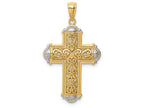 FJC Finejewelers 14k Yellow Gold White with Rhodium Bright Cut Reversible Cross Charm