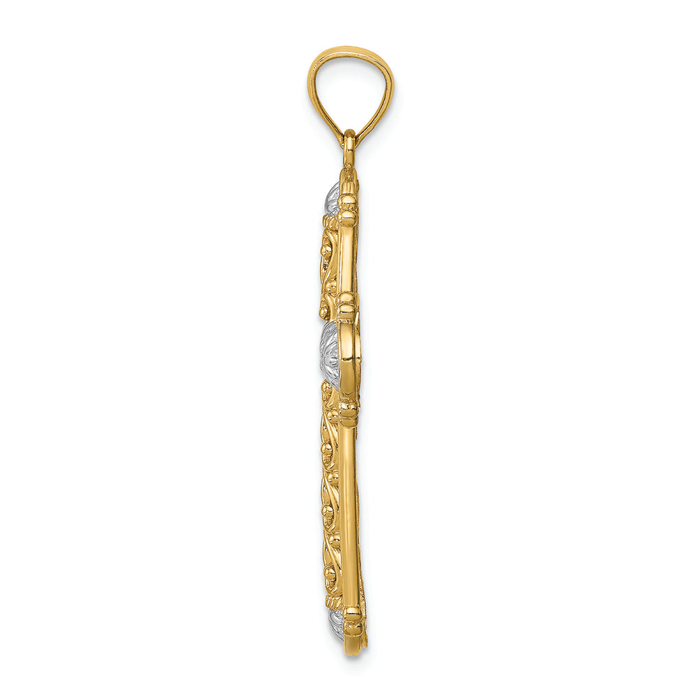 FJC Finejewelers 14k Yellow Gold White with Rhodium Bright Cut Reversible Cross Charm