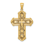 FJC Finejewelers 14k Yellow Gold White with Rhodium Bright Cut Reversible Cross Charm