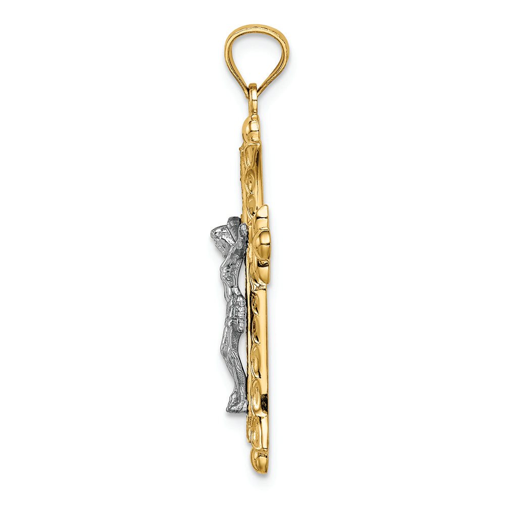 FJC Finejewelers 14k Two-tone Gold Florentine Crucifix Charm