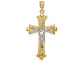 FJC Finejewelers 14k Two-tone Gold Florentine Crucifix Charm