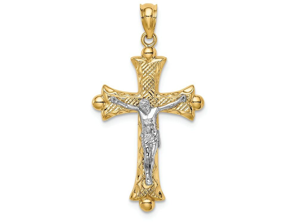 FJC Finejewelers 14k Two-tone Gold Florentine Crucifix Charm