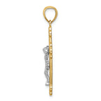FJC Finejewelers 14k Two-tone Gold with Rhodium Inri Budded Crucifix Charm