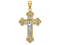 FJC Finejewelers 14k Two-tone Gold with Rhodium Inri Budded Crucifix Charm