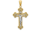 FJC Finejewelers 14k Two-tone Gold with Rhodium Inri Budded Crucifix Charm