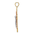 FJC Finejewelers 14 Kt Tri Color Gold Bright Cut White with Rhodium Crucifix Charm
