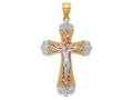 FJC Finejewelers 14 Kt Tri Color Gold Bright Cut White with Rhodium Crucifix Charm