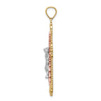 FJC Finejewelers 14 Kt Tri Color Gold with with Rhodium Crucifix Charm