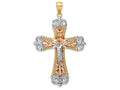 FJC Finejewelers 14 Kt Tri Color Gold with with Rhodium Crucifix Charm