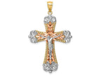 FJC Finejewelers 14 Kt Tri Color Gold with with Rhodium Crucifix Charm
