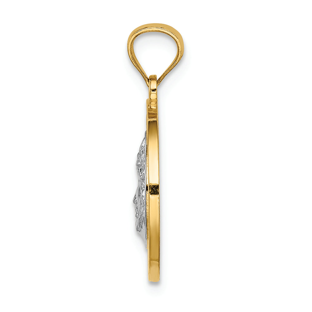 FJC Finejewelers 14k Yellow Gold White with Rhodium Jesus Medal Charm