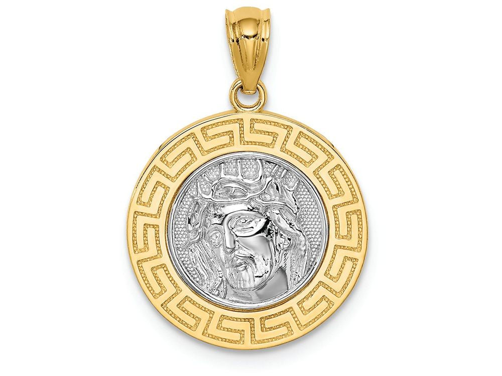 FJC Finejewelers 14k Yellow Gold White with Rhodium Jesus Medal Charm