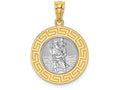 FJC Finejewelers 14k Yellow Gold White with Rhodium Saint Christopher Medal Charm