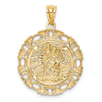 FJC Finejewelers 14k Yellow Gold White with Rhodium Saint Christopher Medal Charm