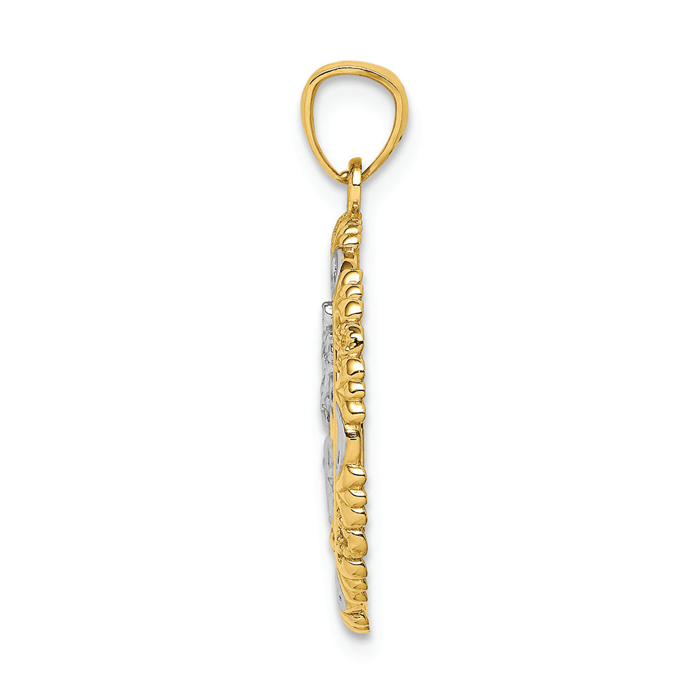 FJC Finejewelers 14k Yellow Gold White with Rhodium Saint Christopher Medal Charm