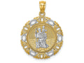 FJC Finejewelers 14k Yellow Gold White with Rhodium Saint Christopher Medal Charm