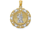 FJC Finejewelers 14k Yellow Gold White with Rhodium Saint Christopher Medal Charm