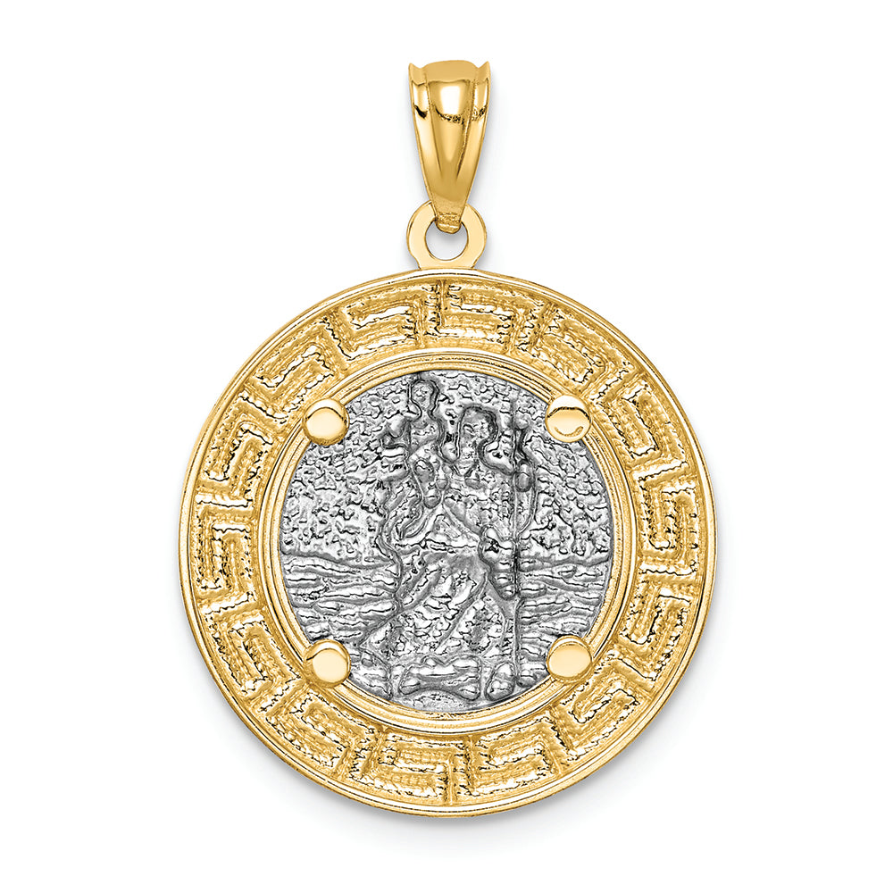 FJC Finejewelers 14k Yellow Gold White with Rhodium Saint Christopher Medal Charm