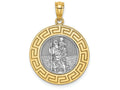 FJC Finejewelers 14k Yellow Gold White with Rhodium Saint Christopher Medal Charm