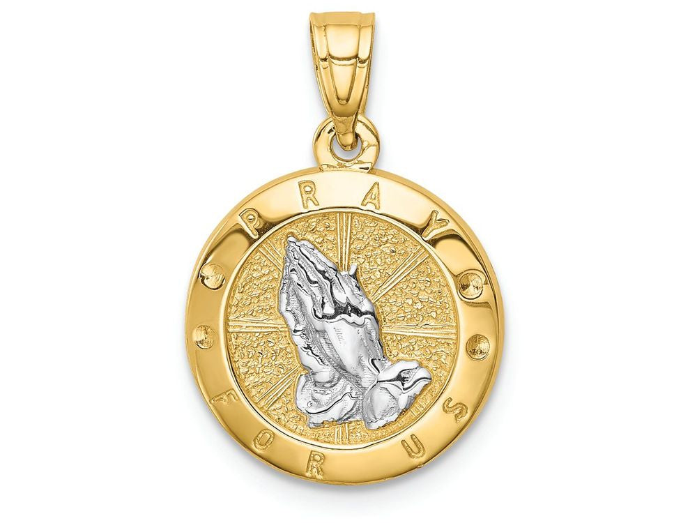 FJC Finejewelers 14k Yellow Gold with with Rhodium Praying Hands Charm