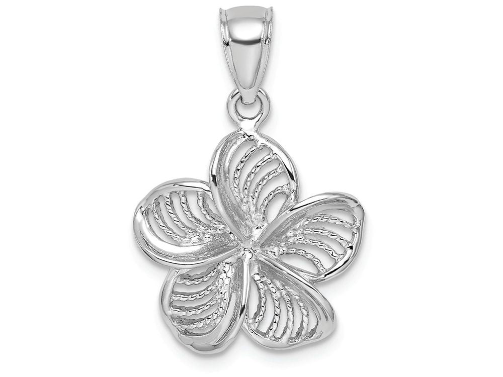 FJC Finejewelers 14k White Gold Plumeria Flower Charm