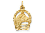 FJC Finejewelers 14k Yellow Gold Bright Cut Horse Head In Horseshoe Charm