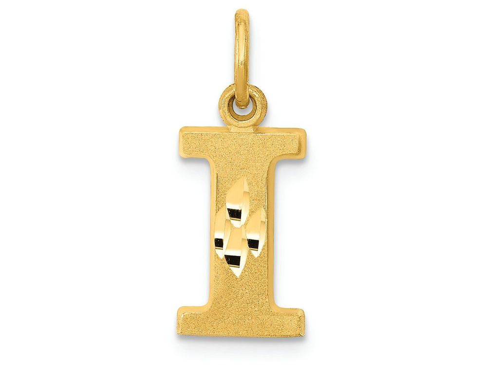 FJC Finejewelers 14k Yellow Gold Solid Satin Bright-cut Initial I Charm