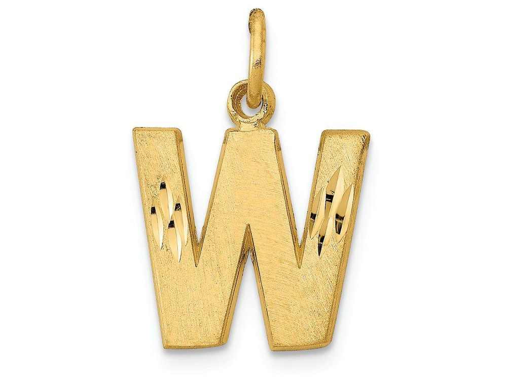 FJC Finejewelers 14k Yellow Gold Solid Satin Bright-cut Initial W Charm