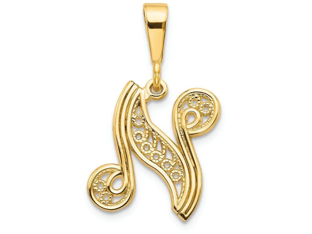 FJC Finejewelers 14k Yellow Gold Initial N Charm