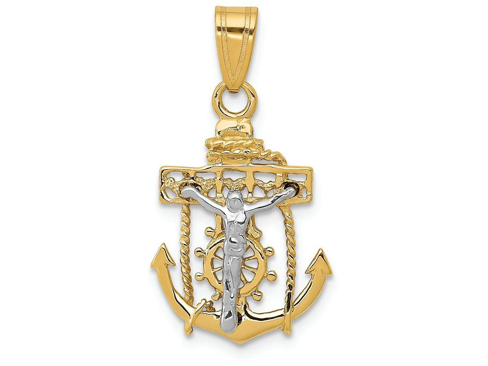 FJC Finejewelers 14k Two-tone Gold Mariners Cross Charm