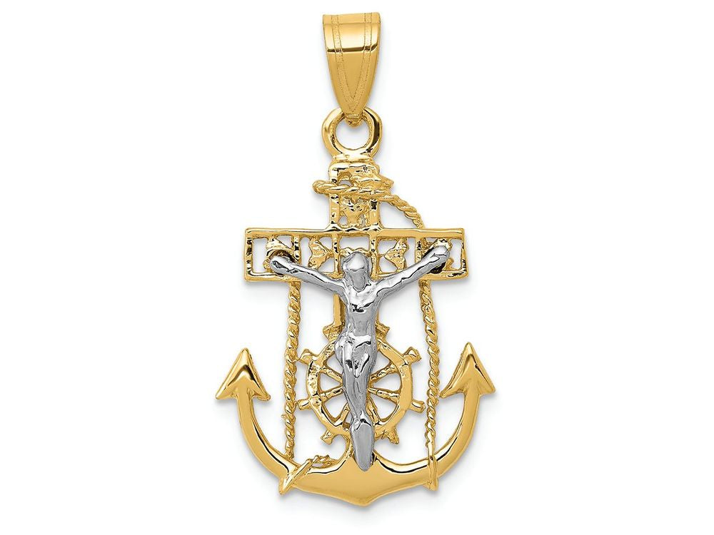 FJC Finejewelers 14k Two-tone Gold Mariners Cross Charm