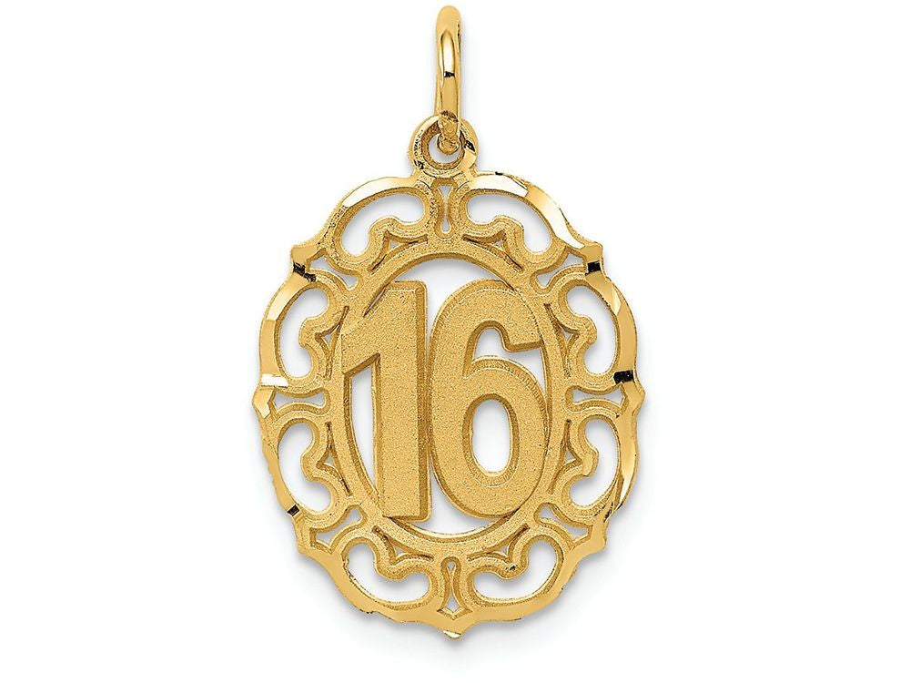 FJC Finejewelers 14k Yellow Gold #16 In Oval Circle Charm