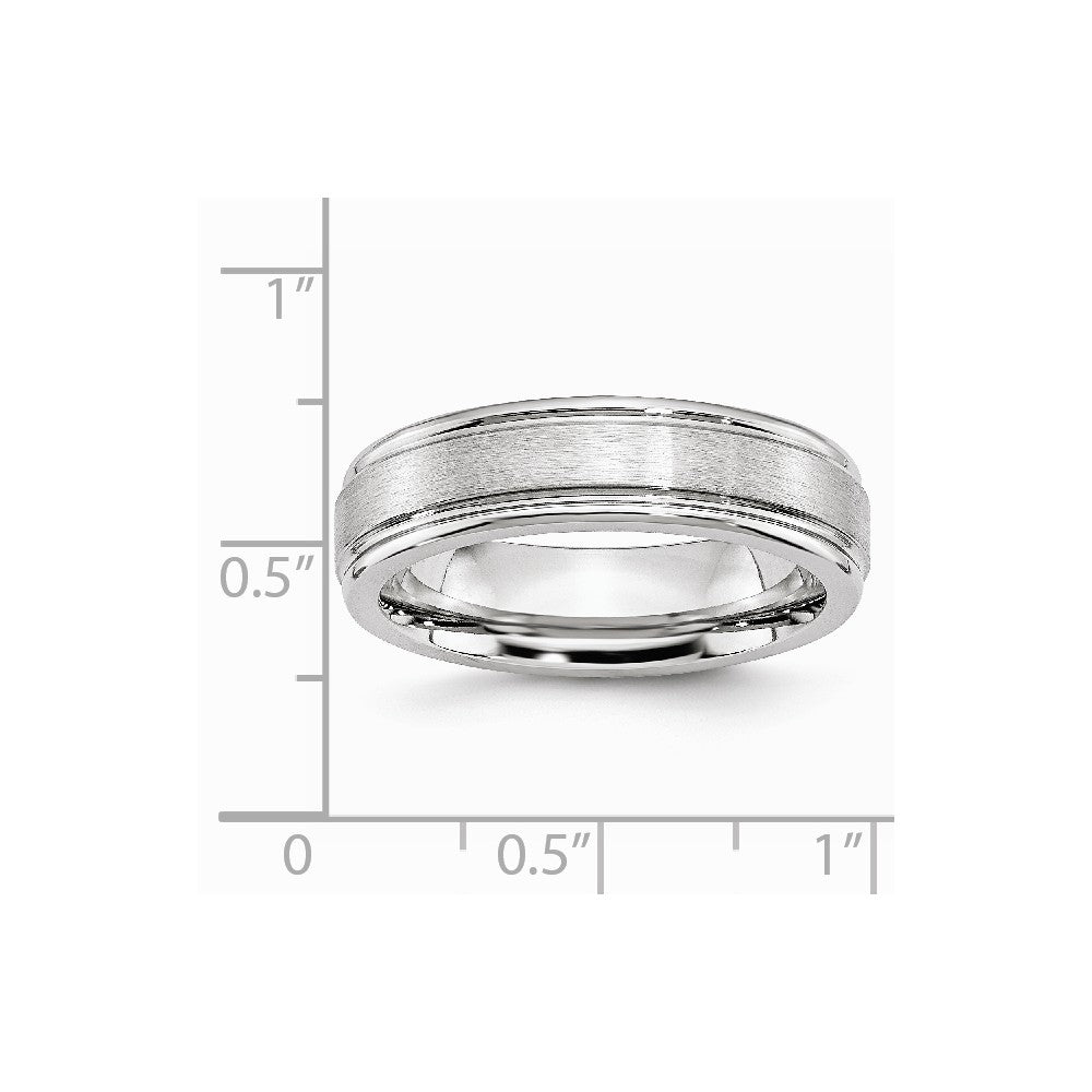 Chisel Cobalt Satin And Polished Ridged Edge 6mm Wedding Band