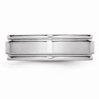 Chisel Cobalt Satin And Polished Ridged Edge 7mm Wedding Band