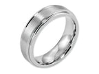 Chisel Cobalt Satin And Polished Ridged Edge 7mm Wedding Band