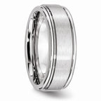 Chisel Cobalt Satin And Polished Ridged Edge 8mm Wedding Band