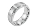 Chisel Cobalt Satin And Polished Ridged Edge 8mm Wedding Band