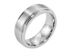 Chisel Cobalt Satin And Polished Ridged Edge 8mm Wedding Band