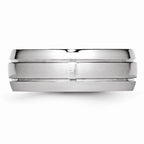 Chisel Cobalt Polished And Satin Grooved 8mm Wedding Band