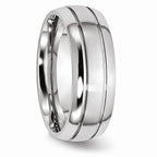 Chisel Cobalt Polished And Satin Grooved 8mm Wedding Band