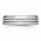 Chisel Cobalt Satin And Polished Grooved 6mm Wedding Band