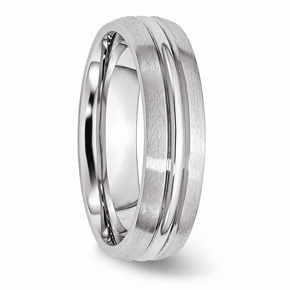 Chisel Cobalt Satin And Polished Grooved 6mm Wedding Band