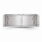 Chisel Cobalt Satin And Polished Ridged Edge 8mm Wedding Band