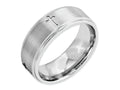 Chisel Cobalt Satin And Polished Ridged Edge 8mm Wedding Band