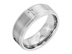 Chisel Cobalt Satin And Polished Ridged Edge 8mm Wedding Band