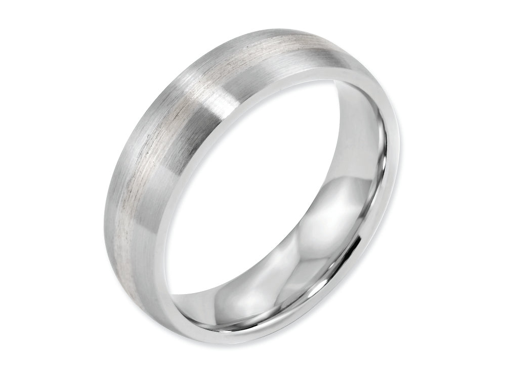 Chisel Cobalt Sterling Silver Inlay Satin 6mm Wedding Band