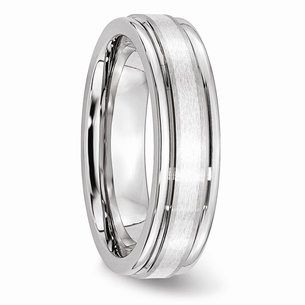 Chisel Cobalt Sterling Silver Inlay Satin And Polished 6mm Wedding Band