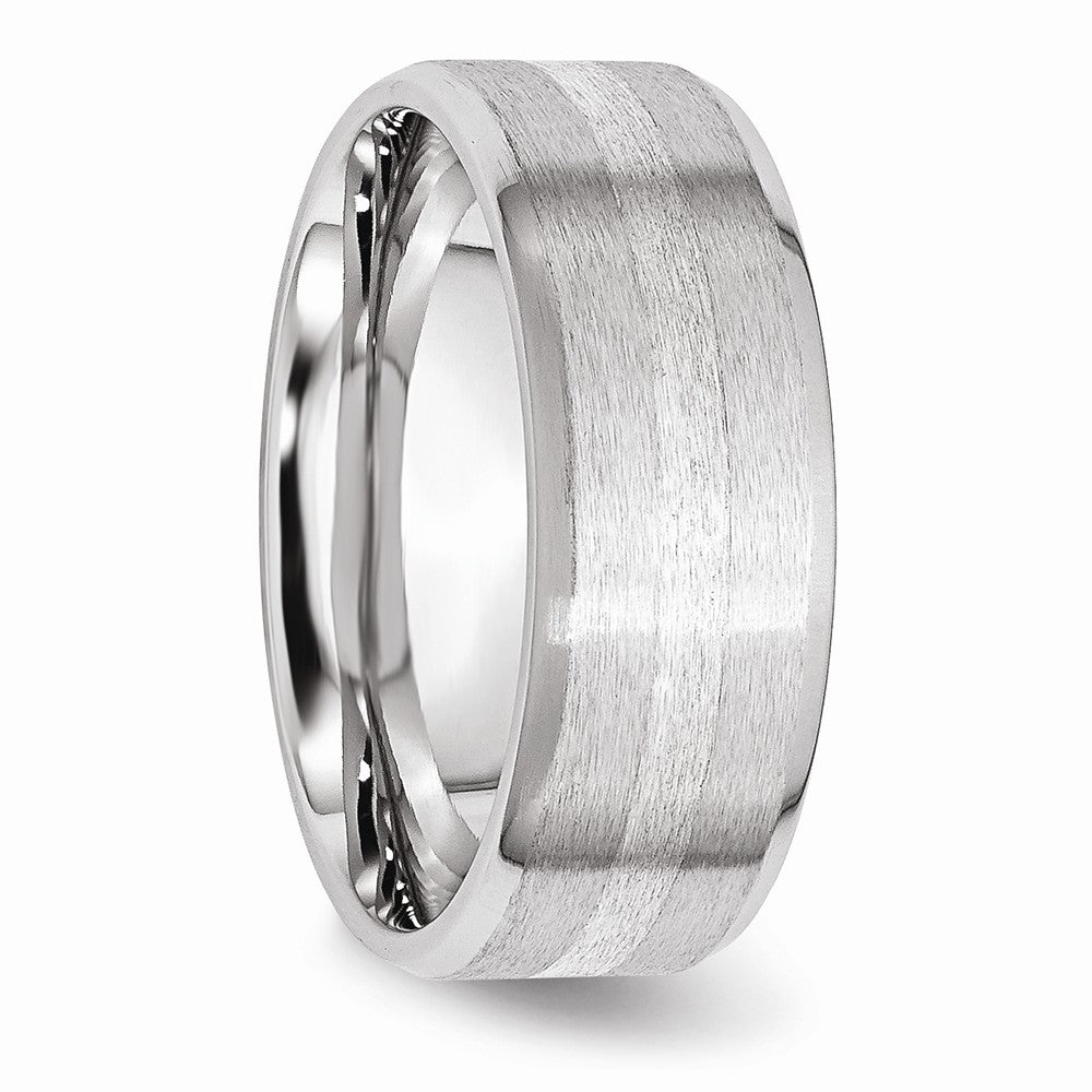 Chisel Cobalt Sterling Silver Inlay Satin/polished Beveled Edge 8mm Wedding Band