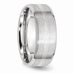 Chisel Cobalt Sterling Silver Inlay Satin/polished Beveled Edge 8mm Wedding Band