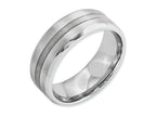 Chisel Cobalt Sterling Silver Inlay Satin/polished Beveled Edge 8mm Wedding Band